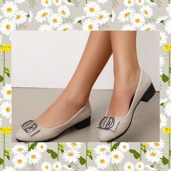 Women's Rhinestone Glitter Pumps with Buckle by Emery Rose 7.5 - Picture 3 of 8